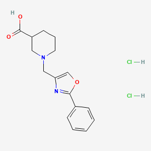 1-[(2-Phenyl-1,3-oxazol-4-yl)methyl]piperidine-3-carboxylicaciddihydrochloride