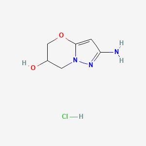 2-amino-5H,6H,7H-pyrazolo[3,2-b][1,3]oxazin-6-ol hydrochloride