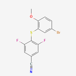 molecular formula C14H8BrF2NOS B13461688 4-[(5-Bromo-2-methoxyphenyl)sulfanyl]-3,5-difluorobenzonitrile 