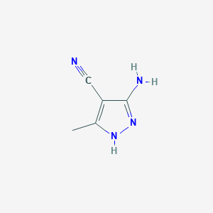 molecular formula C5H6N4 B1346243 5-amino-3-methyl-1H-pyrazole-4-carbonitrile CAS No. 5453-07-6