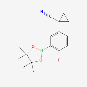 molecular formula C16H19BFNO2 B13462761 1-[4-Fluoro-3-(tetramethyl-1,3,2-dioxaborolan-2-yl)phenyl]cyclopropane-1-carbonitrile 