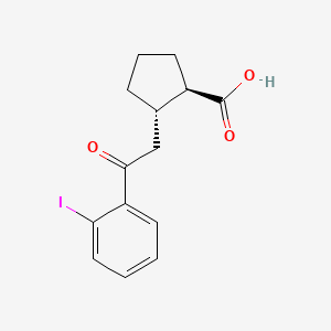 molecular formula C14H15IO3 B1346290 trans-2-[2-(2-Iodophenyl)-2-oxoethyl]cyclopentane-1-carboxylic acid CAS No. 733740-70-0