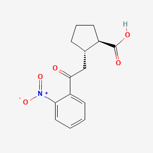 molecular formula C14H15NO5 B1346291 反式-2-[2-氧代-2-(2-硝基苯基)乙基]环戊烷-1-羧酸 CAS No. 733740-76-6