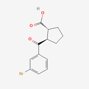 molecular formula C13H13BrO3 B1346292 trans-2-(3-Bromobenzoyl)cyclopentane-1-carboxylic acid CAS No. 733740-96-0