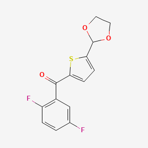 molecular formula C14H10F2O3S B1346328 2-(2,5-Difluorobenzoyl)-5-(1,3-dioxolan-2-YL)thiophene CAS No. 898778-78-4