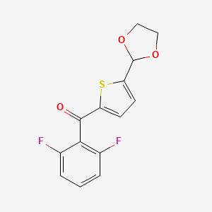 molecular formula C14H10F2O3S B1346329 2-(2,6-二氟苯甲酰)-5-(1,3-二氧杂环戊烷-2-基)噻吩 CAS No. 898778-80-8