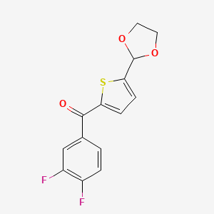 molecular formula C14H10F2O3S B1346330 2-(3,4-Difluorobenzoyl)-5-(1,3-dioxolan-2-YL)thiophene CAS No. 898778-82-0