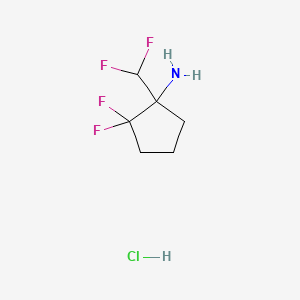 molecular formula C6H10ClF4N B13463441 1-(Difluoromethyl)-2,2-difluorocyclopentan-1-aminehydrochloride 