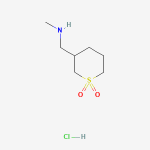 molecular formula C7H16ClNO2S B13463687 3-[(Methylamino)methyl]-1lambda6-thiane-1,1-dione hydrochloride 