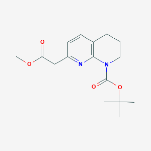 molecular formula C16H22N2O4 B1346393 tert-Butyl 7-(2-methoxy-2-oxoethyl)-3,4-dihydro-1,8-naphthyridine-1(2H)-carboxylate CAS No. 925889-81-2