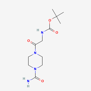 molecular formula C12H22N4O4 B1346396 2-Boc-氨基-1-(4-氨甲酰-哌嗪-1-基)-乙酮 CAS No. 917202-00-7
