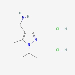 molecular formula C8H17Cl2N3 B13464015 1-[5-methyl-1-(propan-2-yl)-1H-pyrazol-4-yl]methanamine dihydrochloride 