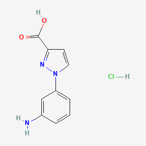 molecular formula C10H10ClN3O2 B13464055 1-(3-aminophenyl)-1H-pyrazole-3-carboxylic acid hydrochloride 