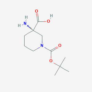 molecular formula C11H20N2O4 B1346407 (S)-3-氨基-1-(叔丁氧羰基)哌啶-3-羧酸 CAS No. 862372-92-7