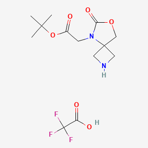 molecular formula C13H19F3N2O6 B13464088 Tert-butyl 2-{6-oxo-7-oxa-2,5-diazaspiro[3.4]octan-5-yl}acetate, trifluoroacetic acid 