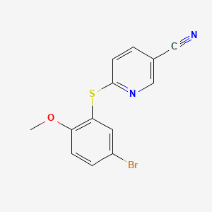 molecular formula C13H9BrN2OS B13464092 6-[(5-Bromo-2-methoxyphenyl)sulfanyl]pyridine-3-carbonitrile 