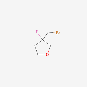 molecular formula C5H8BrFO B13464114 3-(Bromomethyl)-3-fluorooxolane 