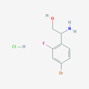 molecular formula C8H10BrClFNO B13464279 2-Amino-2-(4-bromo-2-fluorophenyl)ethan-1-ol hydrochloride 