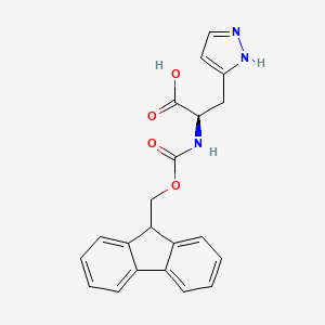 molecular formula C21H19N3O4 B13464363 (R)-2-((((9H-Fluoren-9-YL)methoxy)carbonyl)amino)-3-(1H-pyrazol-3-YL)propanoic acid 