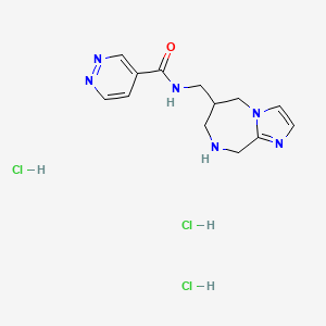 molecular formula C13H19Cl3N6O B13464444 N-({5H,6H,7H,8H,9H-imidazo[1,2-a][1,4]diazepin-6-yl}methyl)pyridazine-4-carboxamide trihydrochloride 