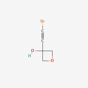 molecular formula C5H5BrO2 B13464449 3-(2-Bromoethynyl)oxetan-3-ol 