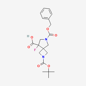 molecular formula C20H25FN2O6 B13464580 6-((Benzyloxy)carbonyl)-2-(tert-butoxycarbonyl)-8-fluoro-2,6-diazaspiro[3.4]octane-8-carboxylic acid 