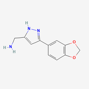 [5-(1,3-dioxaindan-5-yl)-1H-pyrazol-3-yl]methanamine