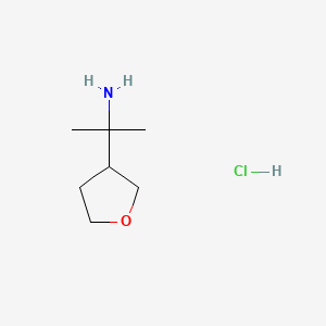 molecular formula C7H16ClNO B13464624 2-(Oxolan-3-yl)propan-2-amine hydrochloride 