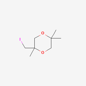 molecular formula C8H15IO2 B13464689 2-(Iodomethyl)-2,5,5-trimethyl-1,4-dioxane 