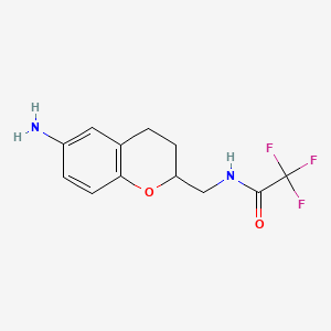 molecular formula C12H13F3N2O2 B13464845 N-[(6-amino-3,4-dihydro-2H-1-benzopyran-2-yl)methyl]-2,2,2-trifluoroacetamide 