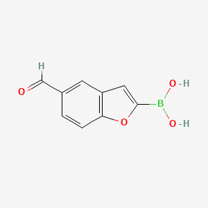 molecular formula C9H7BO4 B13464862 (5-formyl-1-benzofuran-2-yl)boronic acid CAS No. 1182345-30-7