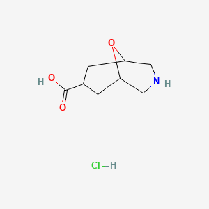 molecular formula C8H14ClNO3 B13464969 9-Oxa-3-azabicyclo[3.3.1]nonane-7-carboxylic acid hydrochloride 