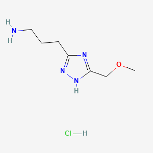 molecular formula C7H15ClN4O B13465015 3-[5-(methoxymethyl)-1H-1,2,4-triazol-3-yl]propan-1-aminehydrochloride 