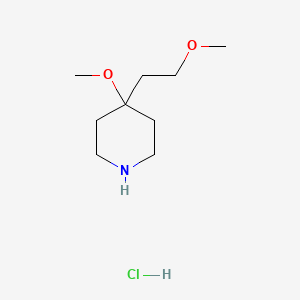 molecular formula C9H20ClNO2 B13465068 4-Methoxy-4-(2-methoxyethyl)piperidine hydrochloride 