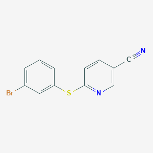 molecular formula C12H7BrN2S B13465224 6-[(3-Bromophenyl)sulfanyl]pyridine-3-carbonitrile 