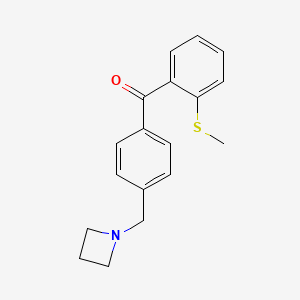 molecular formula C18H19NOS B1346523 4'-氮杂环丁基甲基-2-硫代甲基苯甲酮 CAS No. 898756-34-8