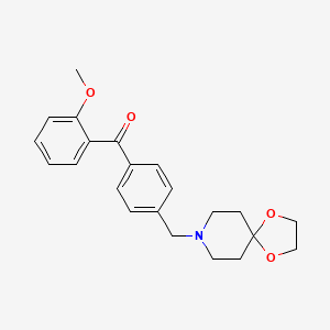 molecular formula C22H25NO4 B1346533 (4-(1,4-二氧杂-8-氮杂螺[4.5]癸-8-基甲基)苯基)(2-甲氧基苯基)甲酮 CAS No. 898757-49-8