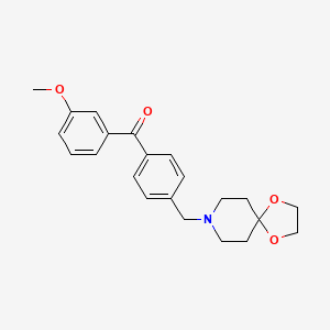 molecular formula C22H25NO4 B1346534 4'-[8-(1,4-二氧杂-8-氮杂螺[4.5]癸基)甲基]-3-甲氧基二苯甲酮 CAS No. 898757-52-3