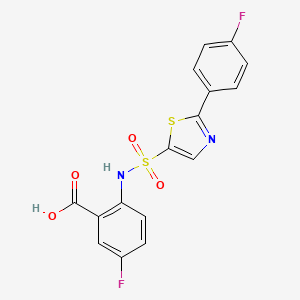 5-Fluoro-2-[2-(4-fluorophenyl)-1,3-thiazole-5-sulfonamido]benzoic acid