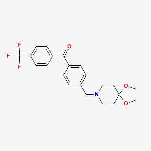 molecular formula C22H22F3NO3 B1346536 4'-[8-(1,4-Dioxa-8-azaspiro[4.5]decyl)methyl]-4-trifluoromethylbenzophenone CAS No. 898758-14-0
