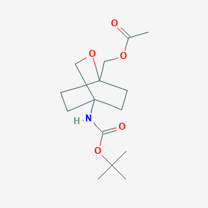 molecular formula C15H25NO5 B13465412 4-(Boc-amino)-2-oxabicyclo[2.2.2]octan-1-yl]methyl acetate 