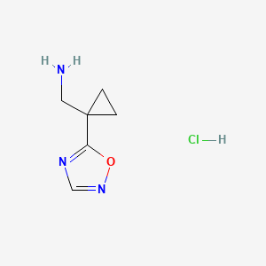 molecular formula C6H10ClN3O B13465841 1-[1-(1,2,4-Oxadiazol-5-yl)cyclopropyl]methanamine hydrochloride 