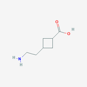 molecular formula C7H13NO2 B13465884 3-(2-Aminoethyl)cyclobutanecarboxylic acid 