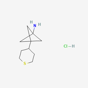 molecular formula C10H18ClNS B13466016 3-(Thian-4-yl)bicyclo[1.1.1]pentan-1-amine hydrochloride 