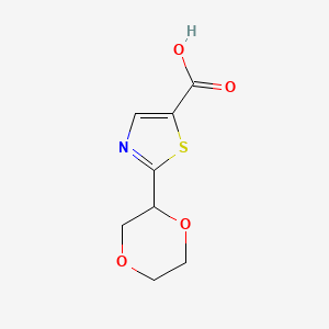 molecular formula C8H9NO4S B13466056 2-(1,4-Dioxan-2-yl)-1,3-thiazole-5-carboxylic acid 