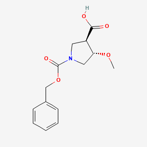 molecular formula C14H17NO5 B13466116 trans-1-(Benzyloxycarbonyl)-4-methoxypyrrolidine-3-carboxylic acid 