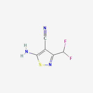 molecular formula C5H3F2N3S B13466162 5-Amino-3-(difluoromethyl)-1,2-thiazole-4-carbonitrile 