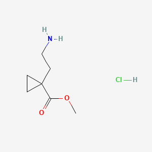 molecular formula C7H14ClNO2 B13466165 Methyl 1-(2-aminoethyl)cyclopropane-1-carboxylate hydrochloride 