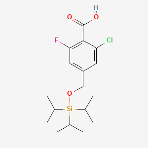 molecular formula C17H26ClFO3Si B13466211 2-Chloro-6-fluoro-4-({[tris(propan-2-yl)silyl]oxy}methyl)benzoic acid 