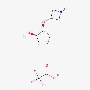 molecular formula C10H16F3NO4 B13466344 rac-(1R,2R)-2-(azetidin-3-yloxy)cyclopentan-1-ol, trifluoroacetic acid 